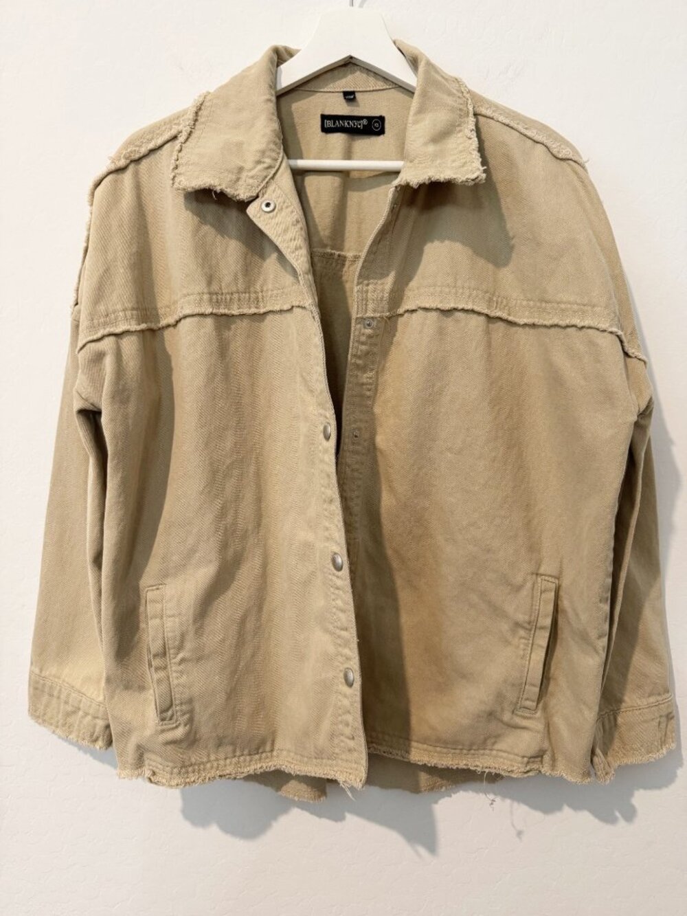 Blank NYC Shacket Size XS Zoo Fair Beige Denim Jacket Coastal Cowgirl Barn